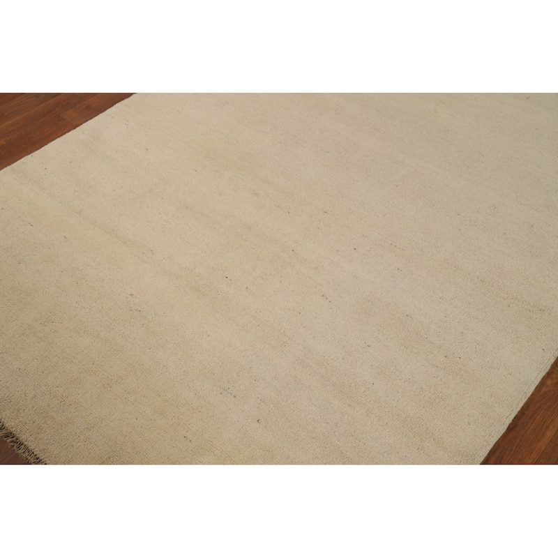 Modern Solid Gabbeh Oriental Rug Handmade Wool Carpet - 4'7"x 6'4"