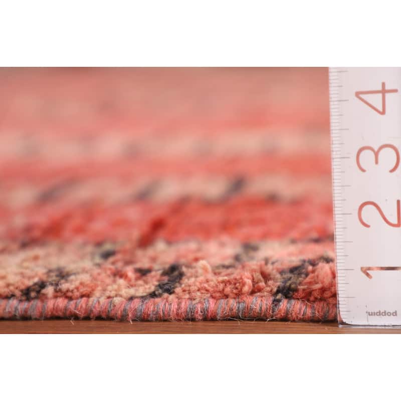 Geometric Coral Moroccan Large Oriental Area Rug Handmade Wool Carpet - 11'4" x 18'6"