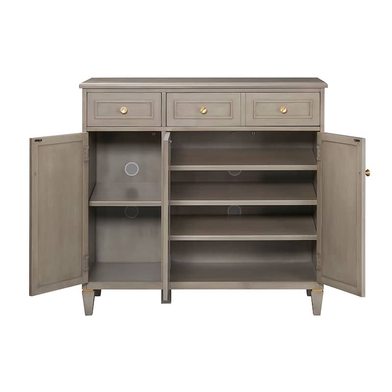 Dauphin Cashmere Grey Wood Hand Painted Entryway Storage Cabinet