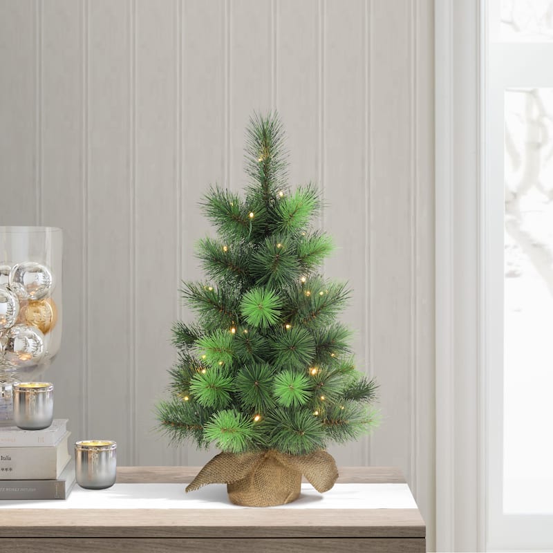 Puleo International Pre-Lit 2' Tabletop Artificial Christmas Tree