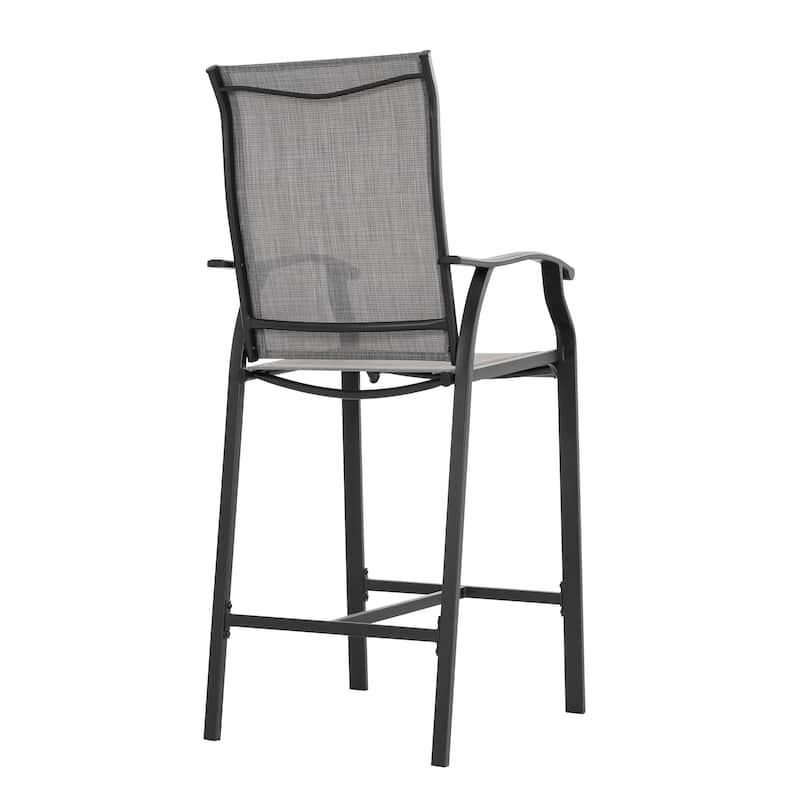 Patio 3-Piece Textilene Bar Set with High Backrest, Black and Gray