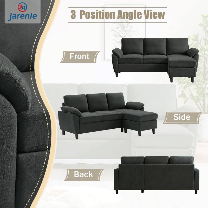Modern Sectional Sofa Couch L Shaped with Removable Armrest, Convertible Couch with Reversible Ottoman for Living Room