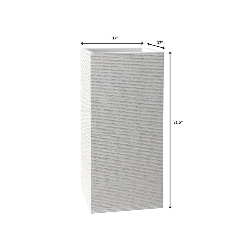 Basalt Modern Tall Square MGO Fiberstone Planter with Drainage, Weather-Resistant Indoor & Outdoor Patio Pot