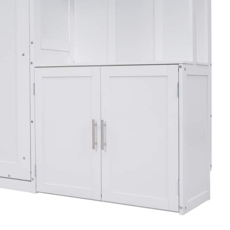 Full Size Murphy Bed with Storage Shelves & Cabinet
