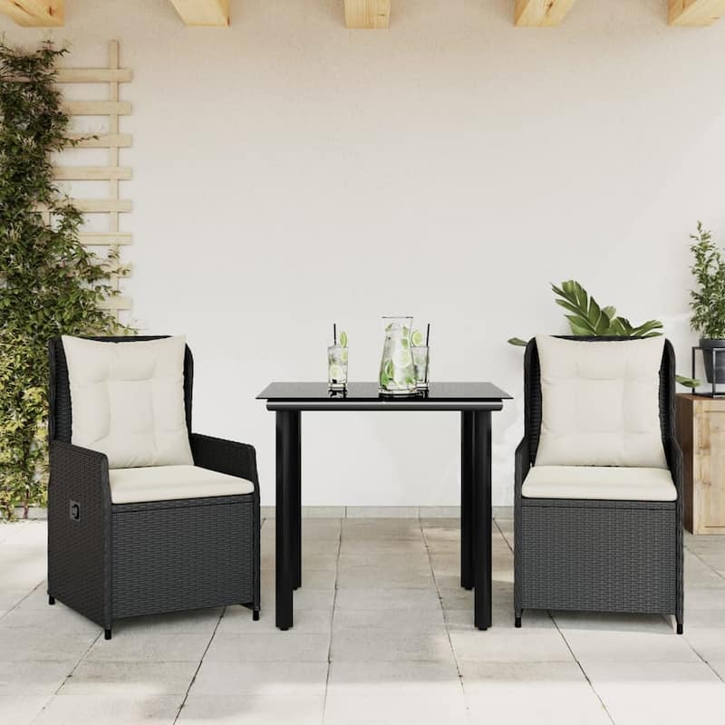 vidaXL Garden Dining Set Black, Cream White - 31.5" x 31.5" x 29.1"/ 2