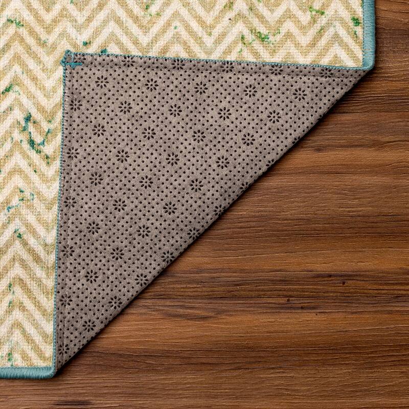My Magic Carpet Machine Washable Rug Hazel Chevron Teal