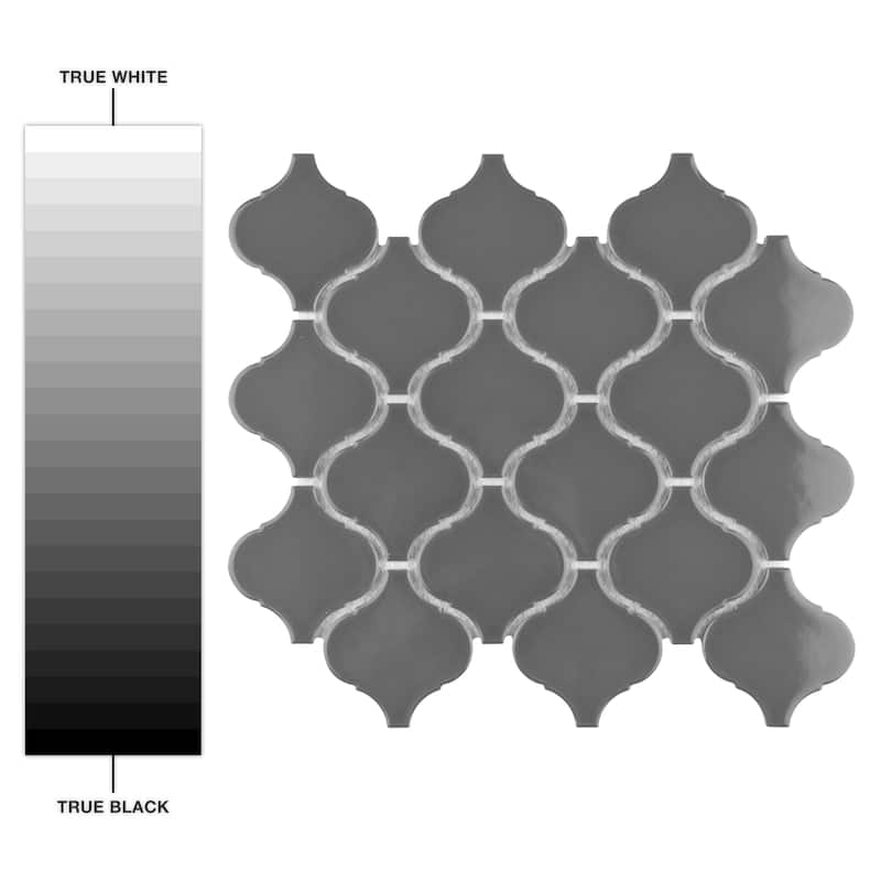 Merola Tile Metro Lantern Glossy Dark Grey 9-1/2" x 10-3/4" Porcelain Mosaic Floor and Wall Tile