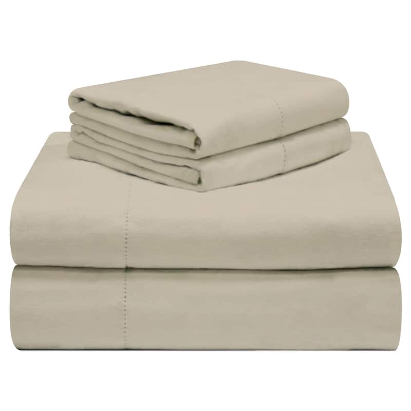 Celeste Home 190 GSM Cotton Heavy Weight Flannel Velvet Feel Bed Sheet Set - Twin - Storm Grey