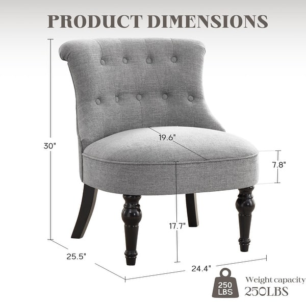 dimension image slide 1 of 3, Tufted Upholstered Accent Chairs Set of 2