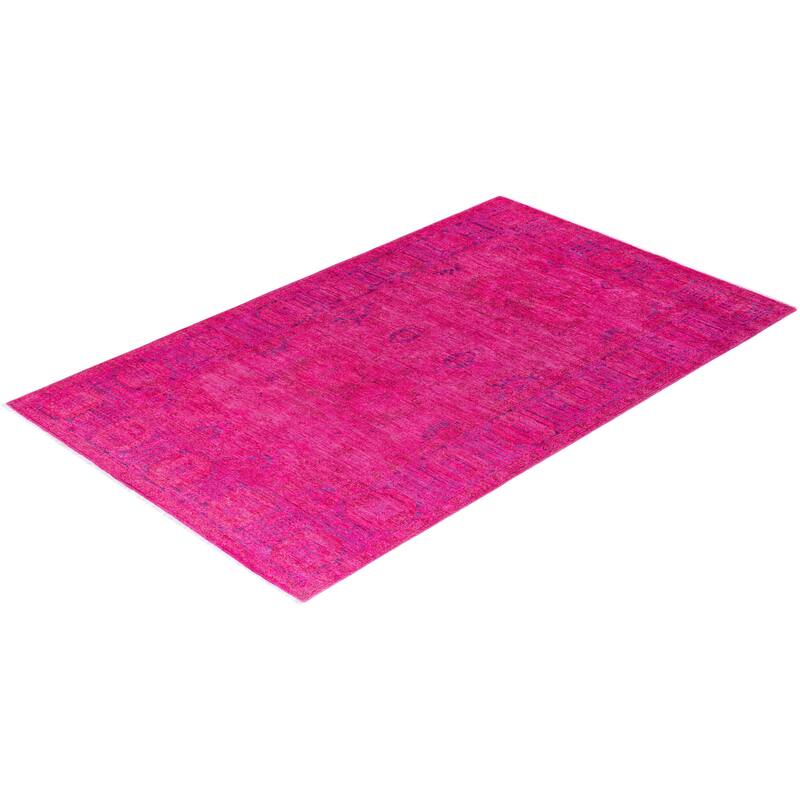 Contemporary Overdyed Wool Hand Knotted Area Rug - 5' 1" x 7' 10"
