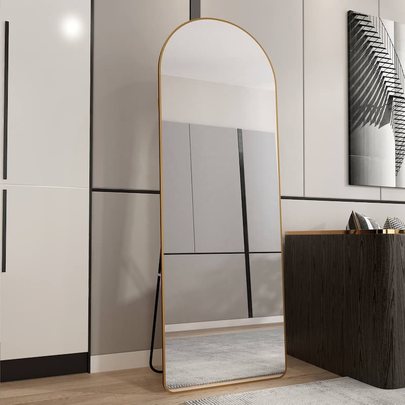 64.9" * 23.2" Aluminum Alloy Metal Frame Arched Wall Mirror, Bathroom Makeup Mirror, Bedroom Porch, Clothing Store