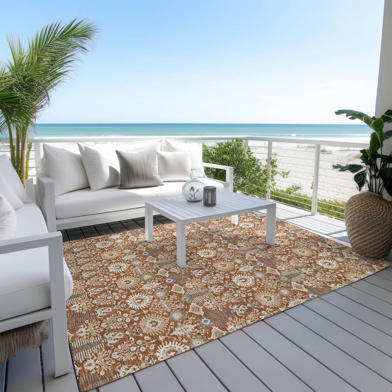 Machine Washable Indoor/ Outdoor Traditional Xander Chantille Rug
