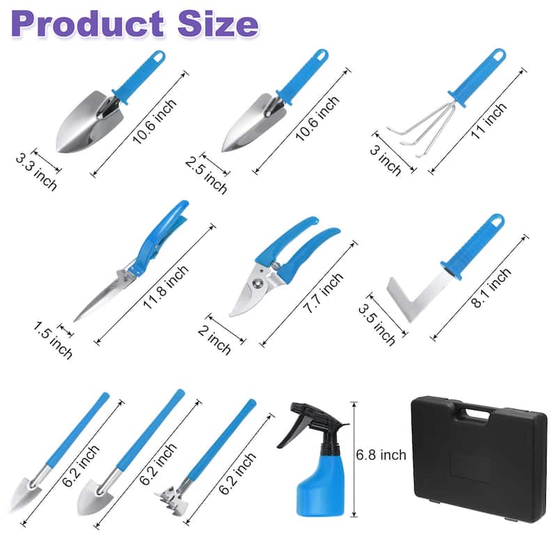 1 Set Garden Tool Set 10 Pieces Plastic Kit for Gardening Planting - Blue