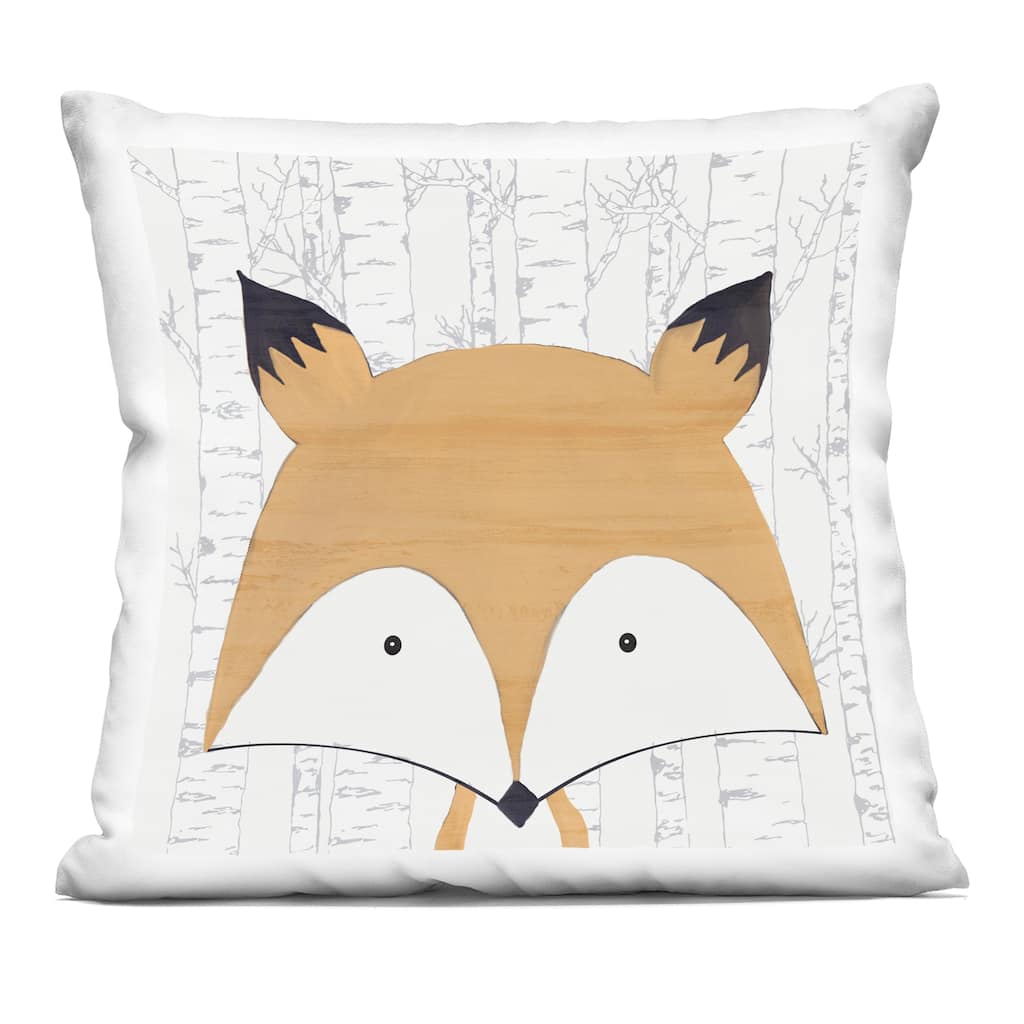 Stupell Whimsical Fox on Birch Decorative Printed Throw Pillow Design by Kim Allen