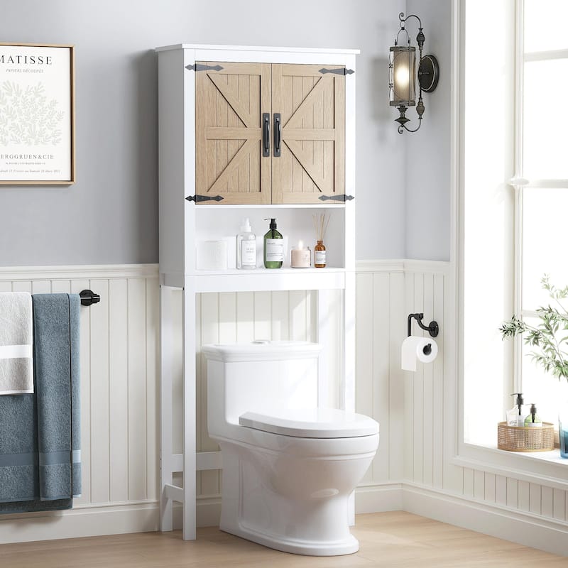 COSTARS Farmhouse Over-the-Toilet Storage Cabinet with Barn Doors