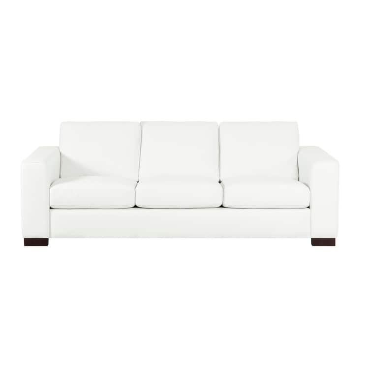 Oversized Genuine Leather Sofa - Ultimate Comfort Mid-Century Living Room Sofa Modern Couch with Sturdy Block Legs