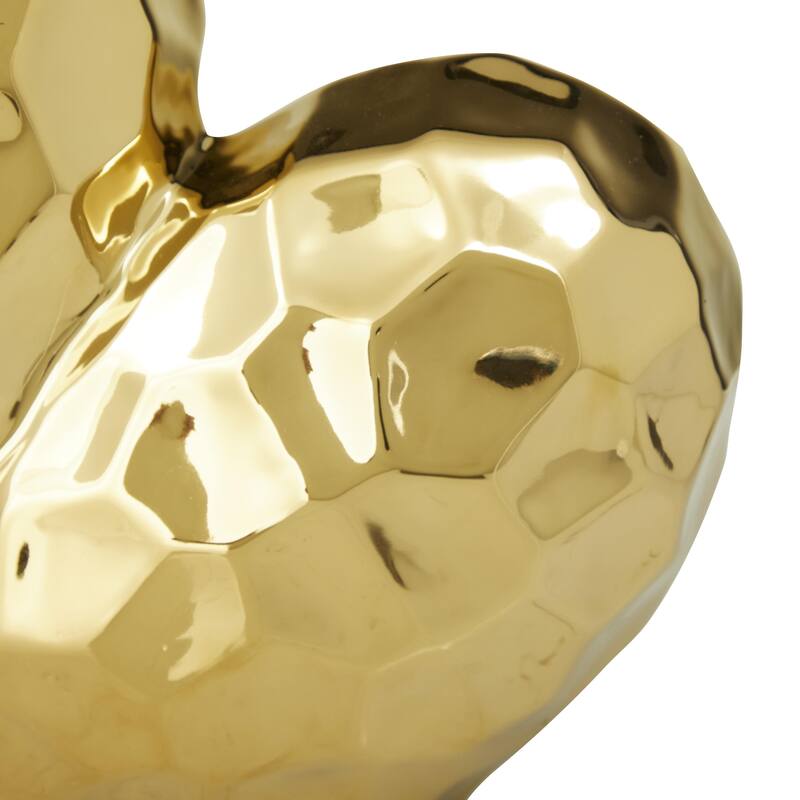 Gold, Black, Silver or White Porcelain Ceramic Dimensional Angled Origami Inspired Heart Decorative Sculpture