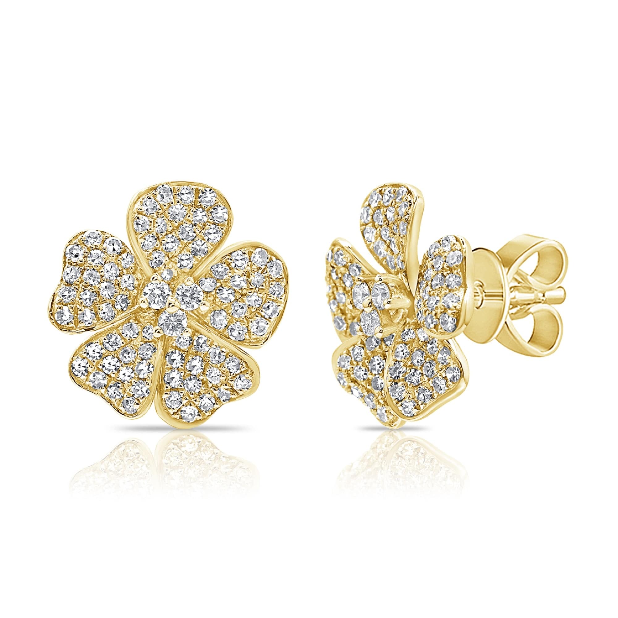 Joelle Collection 14k Gold & Diamond Flower Stud Earrings - 0.57ct