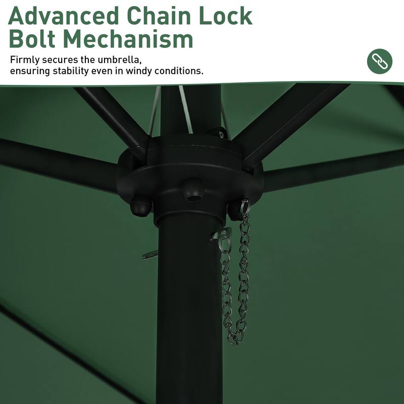 Ainfox 10ft Solar Patio Umbrella 40 LED Lighted and Umbrella Base, Strip Lights Outdoor Market Table Umbrella