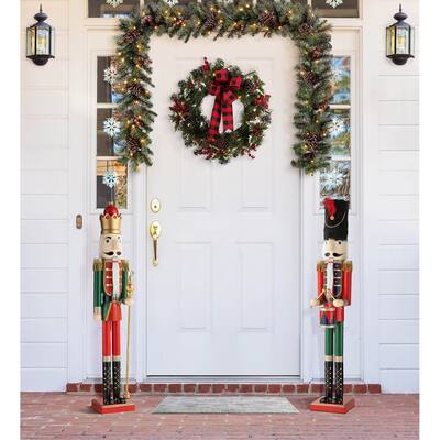 Glitzhome 42"H Wooden Christmas King/Soldier Nutcracker Indoor Decor