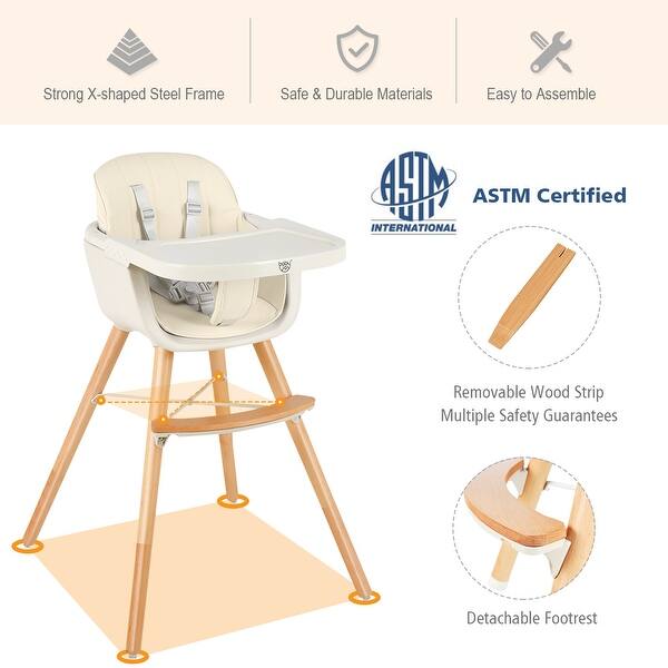 Shop Babyjoy 3 In 1 Convertible Wooden High Chair Baby Toddler Highchair W On Sale Overstock 28904020