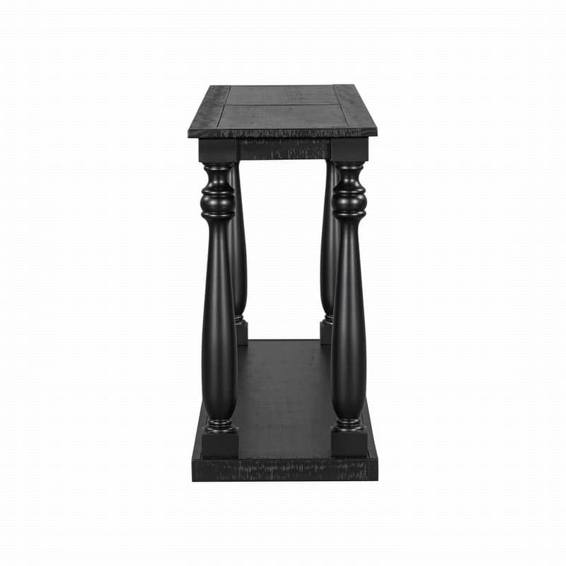 Vintage 63" Long Console Table with Bottom Shelf and Solid Wood Legs for Entryway and Hallway Decor