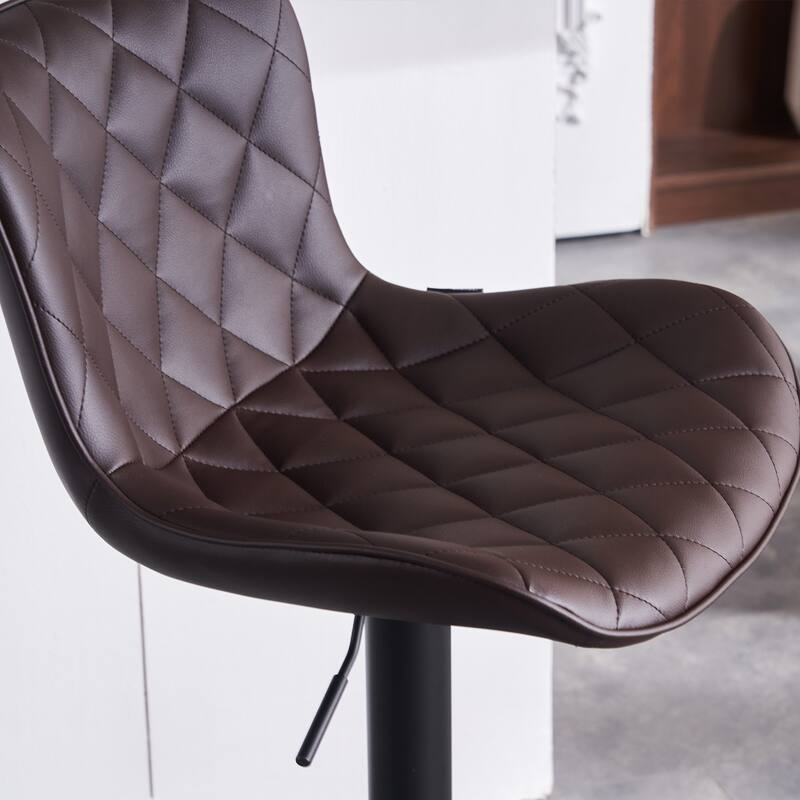 Modern Faux Leather Bar Stools Set of 2, Adjustable Height, Swivel Counter Stools