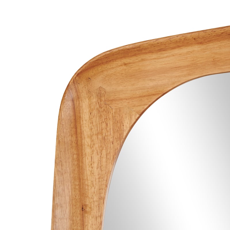 Wood Varnished Oval Wall Mirror - Dark Brown or Brown - Roche River Decor