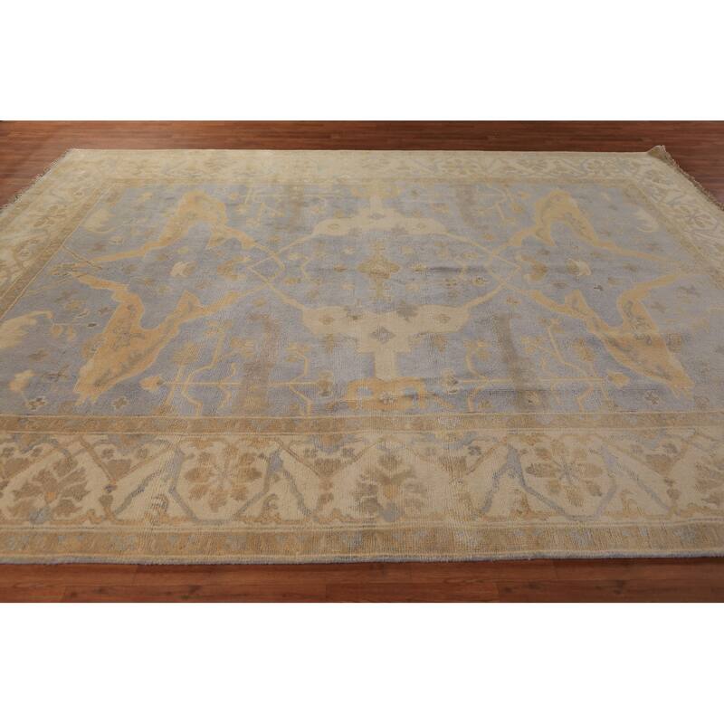 Oushak Indian Area Rug Hand-Knotted Nursery Wool Carpet - 9'4"x 11'8"