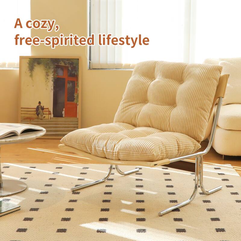 Modern Upholstered Accent Chair with Chrome Metal Frame for Living Room & Office