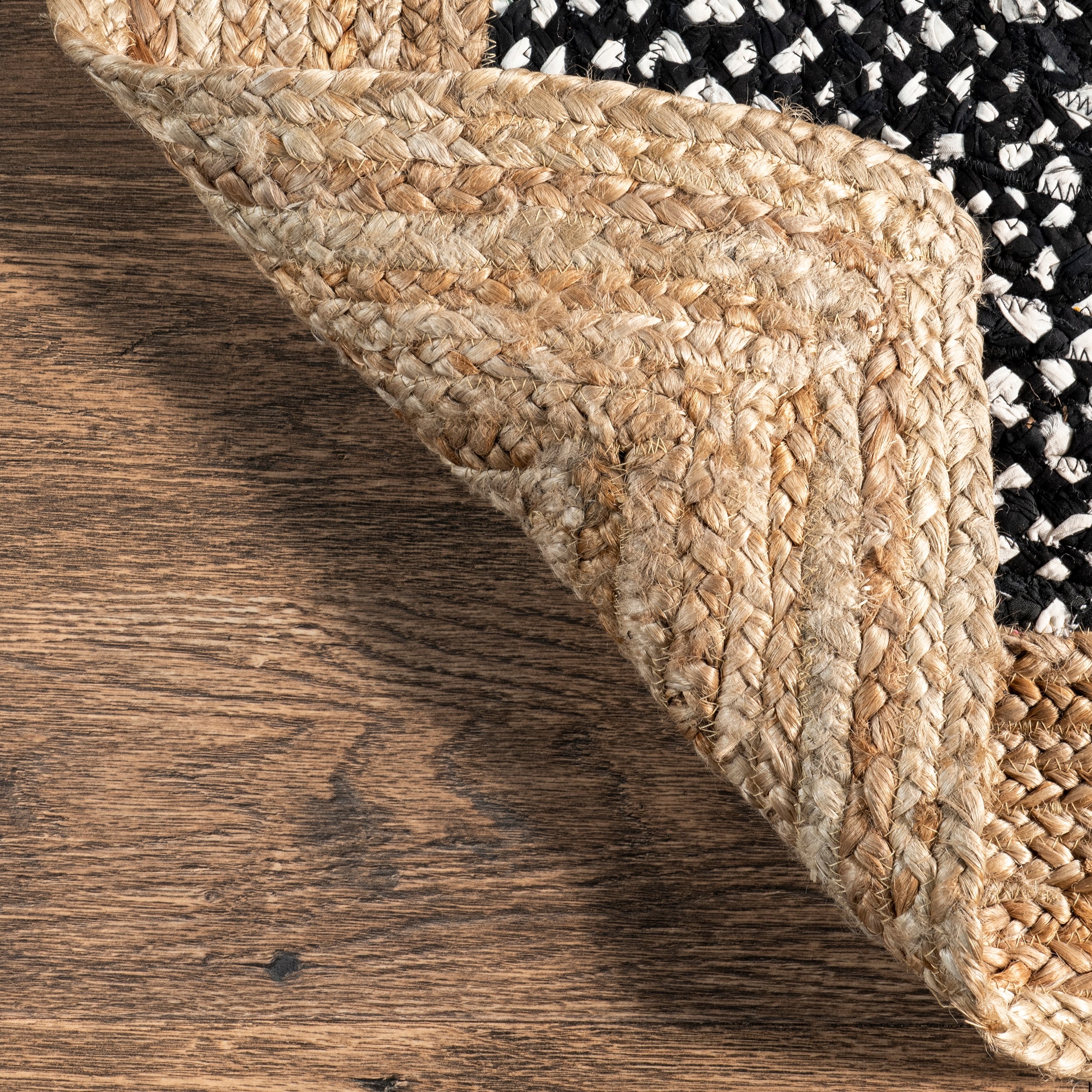 Nuloom Geometric Casual Natural Fiber Jute And Cotton Token Area