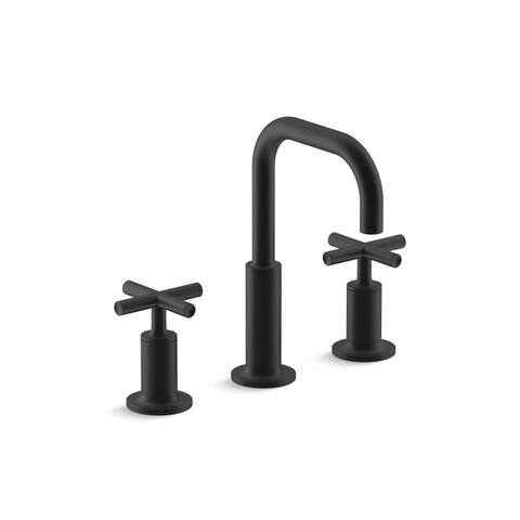 Kohler Purist® Widespread Bathroom Sink Faucet with Low Cross Handles and Low Gooseneck Spout (K-14406-3-BL)