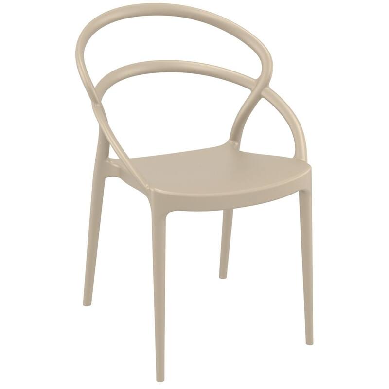 32.25" Taupe Outdoor Patio Round Dining Chair