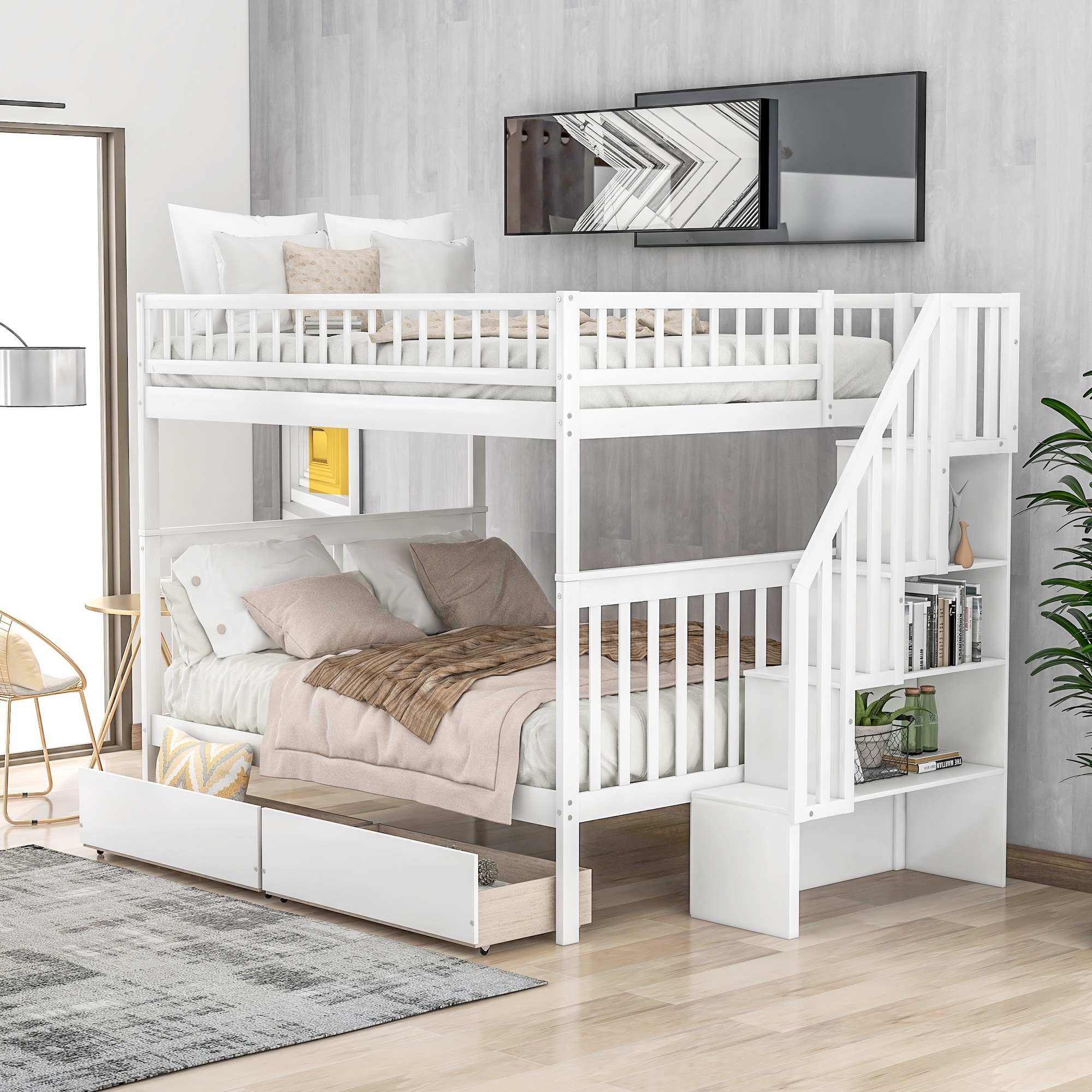 Bunk beds sale with headboard storage
