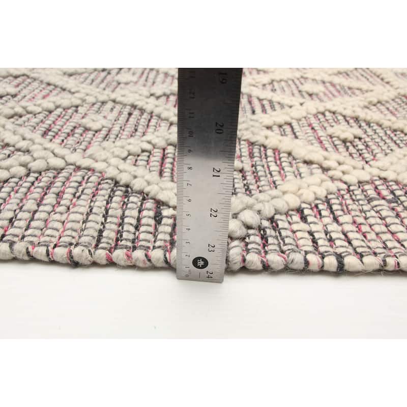 ECARPETGALLERY Braid weave Sienna Grey Wool Rug - 4'11 x 8'1