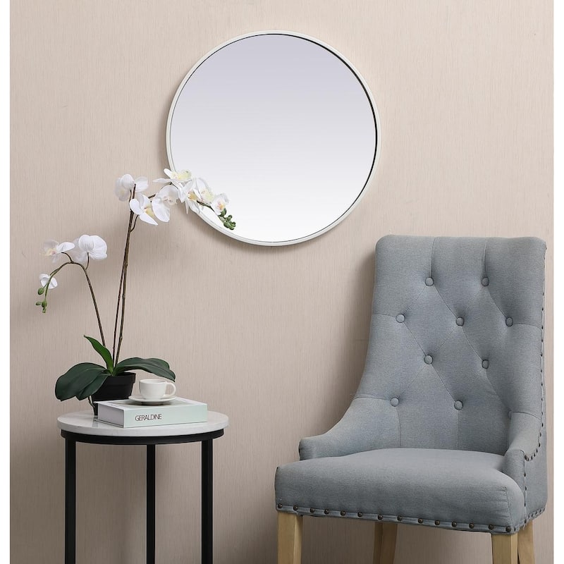 Carson Carrington Labbemala Metal Frame Round Mirror - 21" Diameter - White