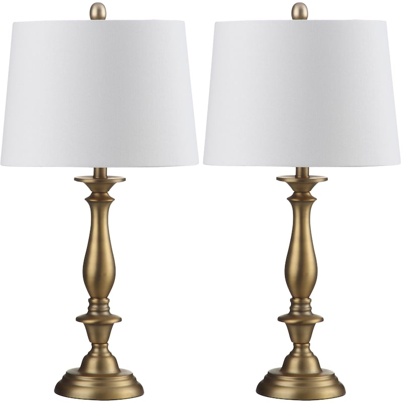SAFAVIEH Lighting 29-inch Brighton Candlestick Gold Table Lamp (Set of 2)