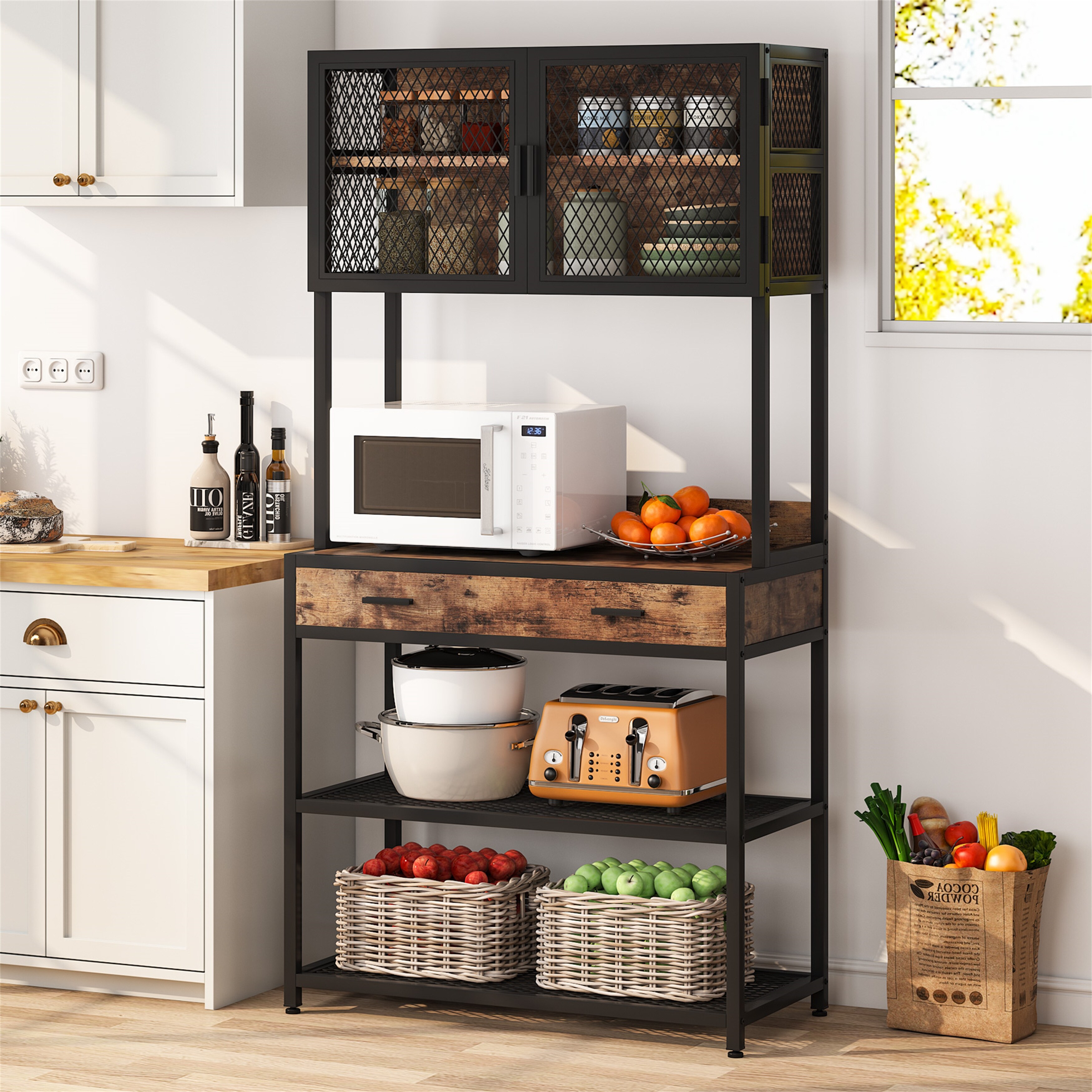 Kitchen bakers rack with drawers hotsell