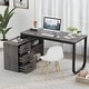 preview thumbnail 24 of 62, L-shaped executive desk With 3 Drawers for Home and Office