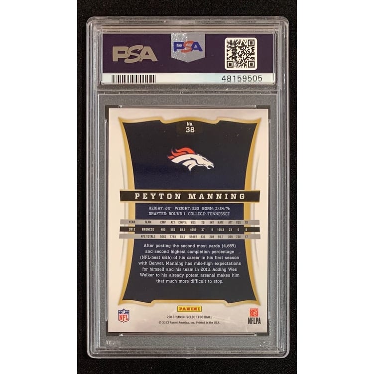 Peyton Manning 2013 Panini Select Football Card #38 Graded PSA 10 - 8'6" x 11'6"