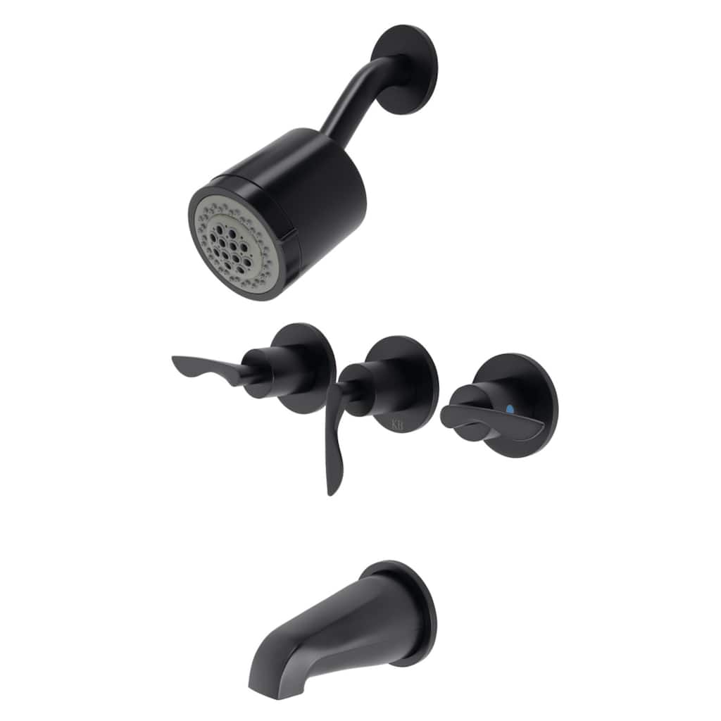 Kingston Brass Serena Three-Handle Tub and Shower Faucet