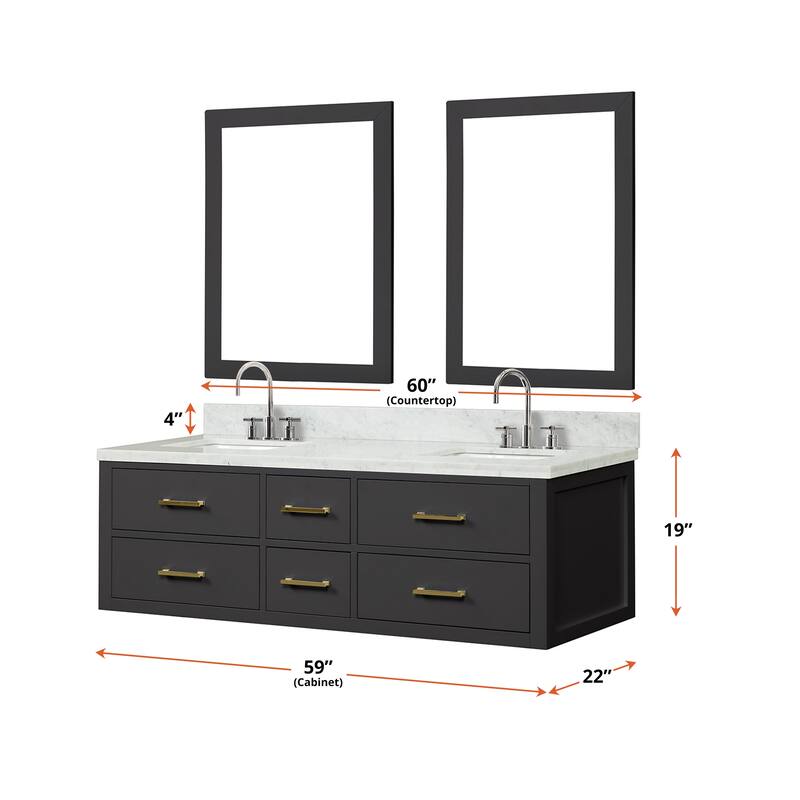 Lexora Castor Double Bath Vanity and Carrara Marble Top