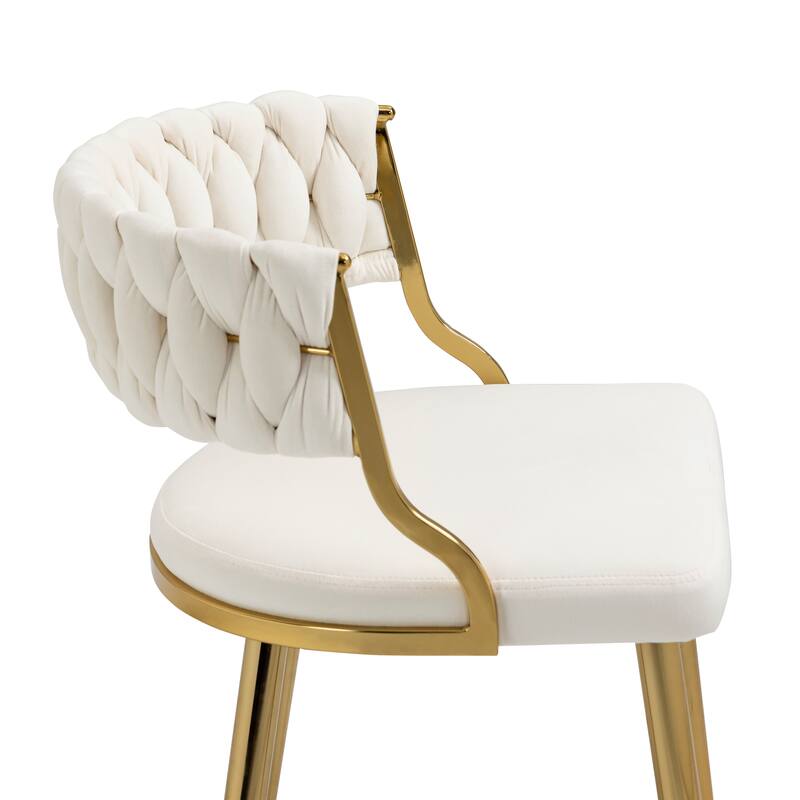 4PACK Upholstered Dining Chairs with Woven Back