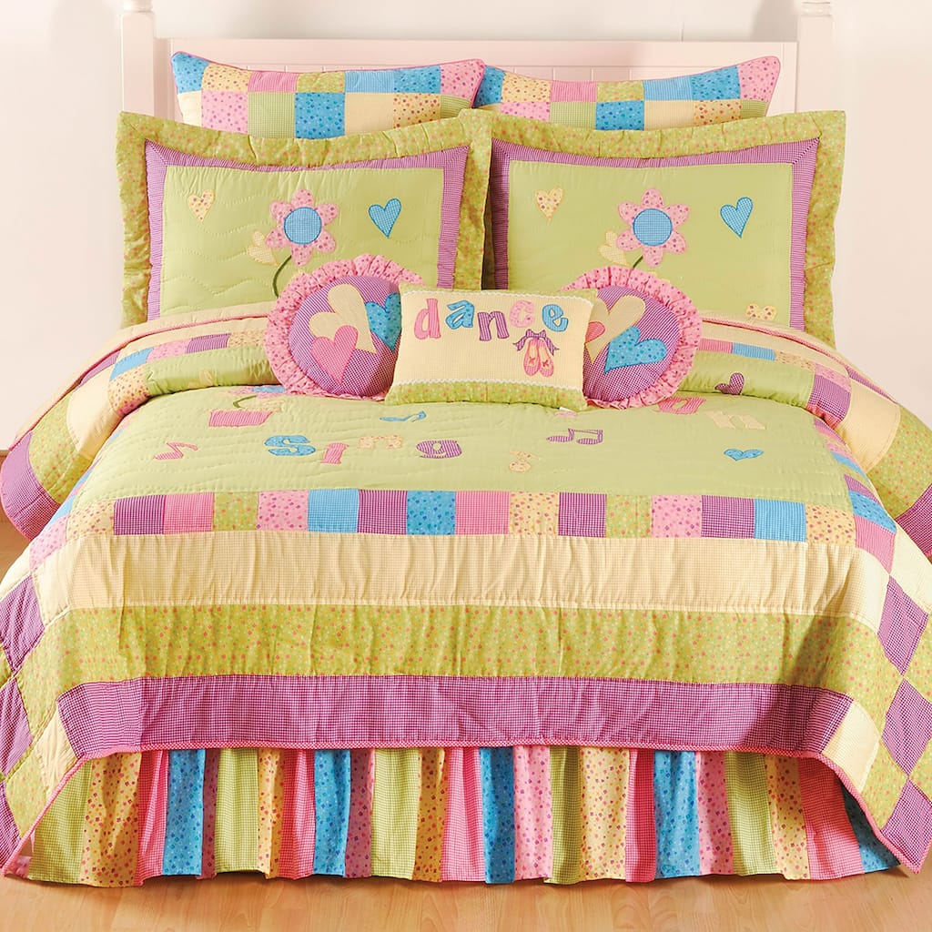 Dance, Laugh, Sing Full/Queen Quilt 100% Cotton Lightweight Machine Washable Reversible Bedspread Coverlet