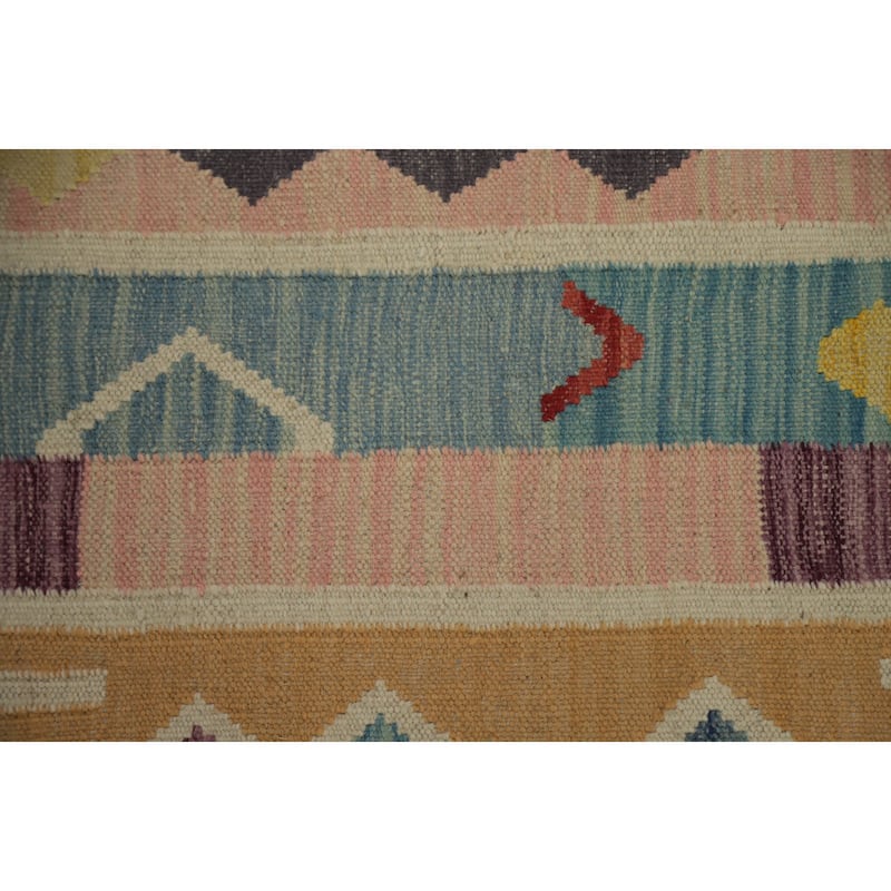 Hand Woven Oriental 100% Wool Carpet Southwestern Tribal Multi-Colored Kilim Area Rug - 6' 2'' X 4' 5''
