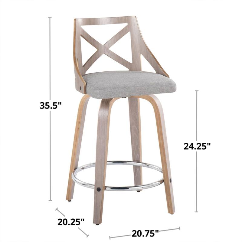The Gray Barn Charlotte 24" Fixed-Height Counter Stool with Bent Wood Legs (Set of 2)