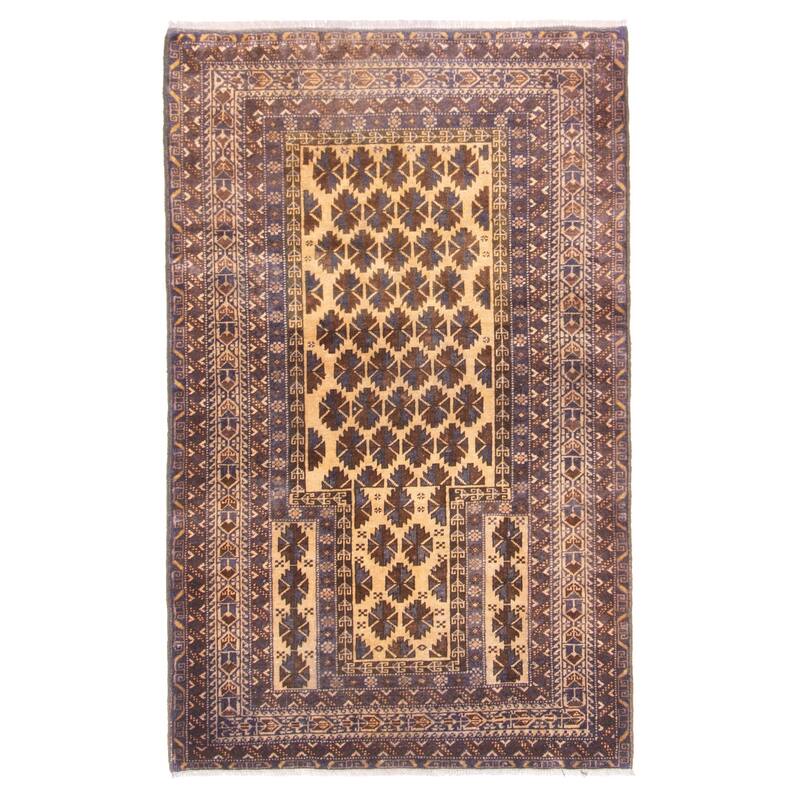 ECARPETGALLERY Hand-knotted Teimani Beige Wool Rug - 2'11 x 4'7