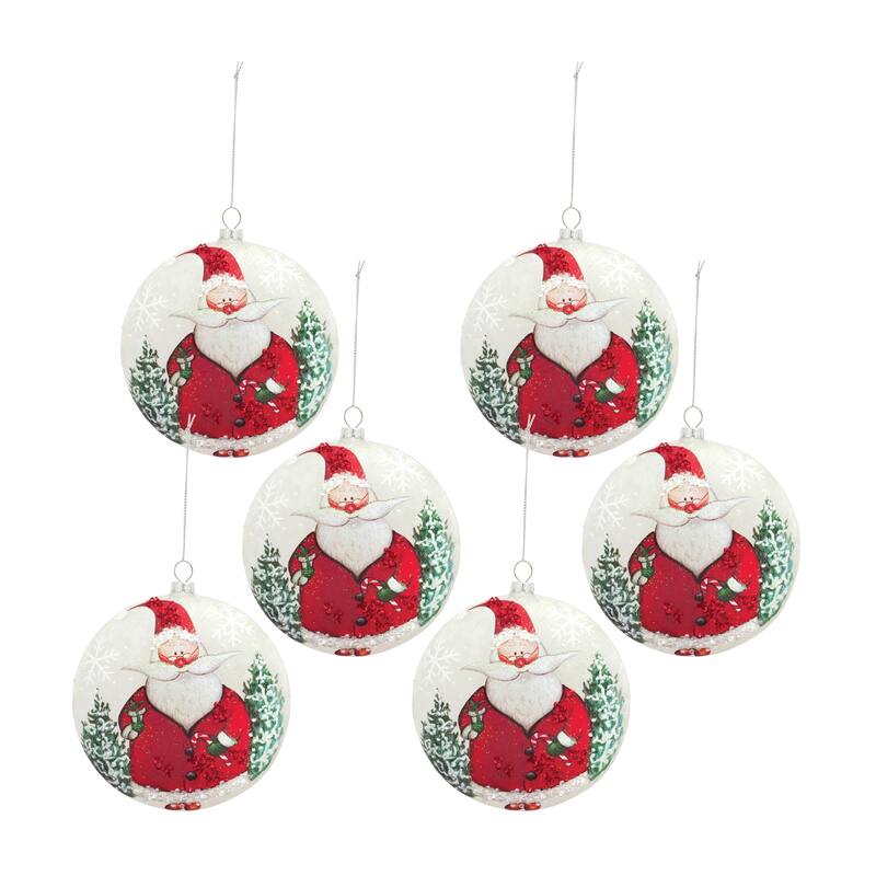 Santa Disc Ornament (Set of 6) - Red
