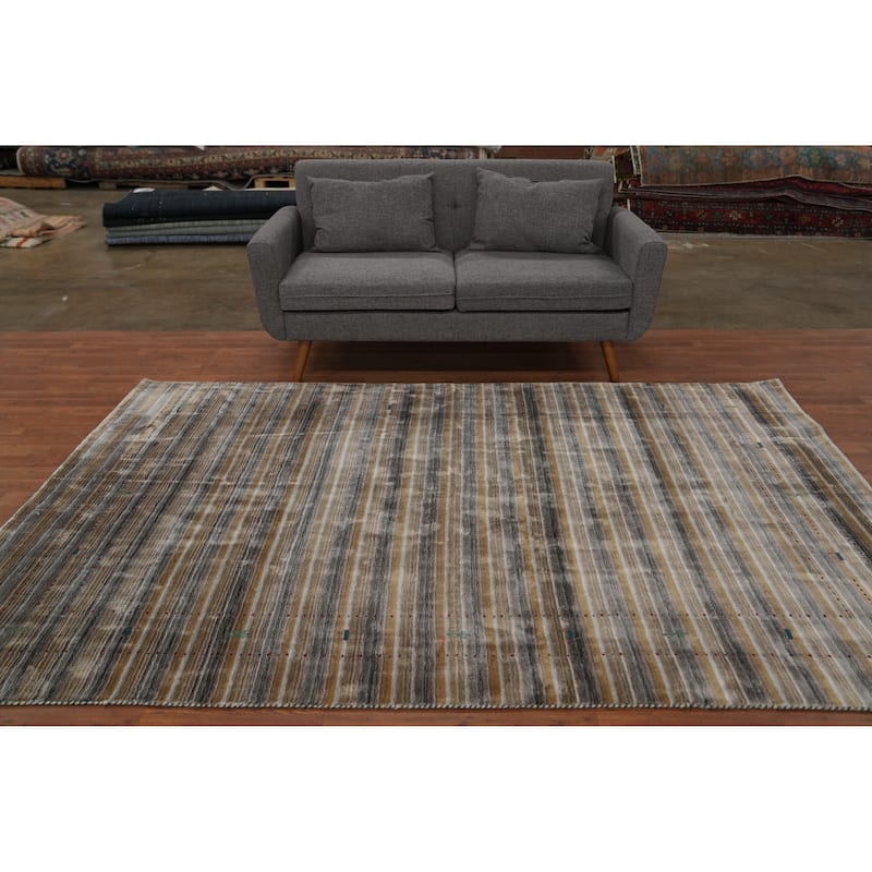 Hand Knotted Oriental 100% Wool Carpet Tribal Animal Pictorial Multi-Colored Gabbeh Area Rug - 8' 11'' X 6' 0''