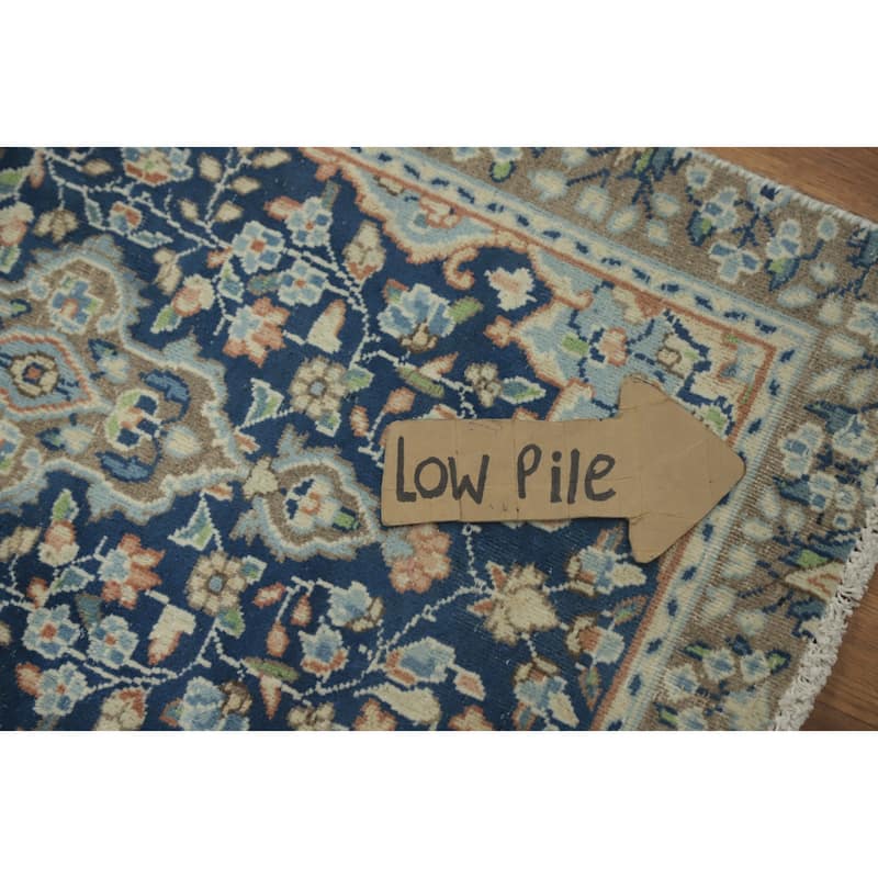 Hand Knotted Oriental 100% Wool Carpet Traditional Floral Navy Blue & Blues Kerman Area Rug - 2' 10'' X 1' 10''